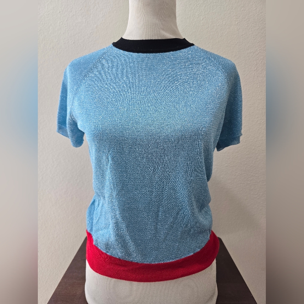 Blue and Red Women's Top